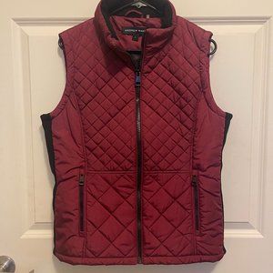 Andrew Marc Women's Large Quilted Puffer Vest Full Zip Casual Outdoors Maroon